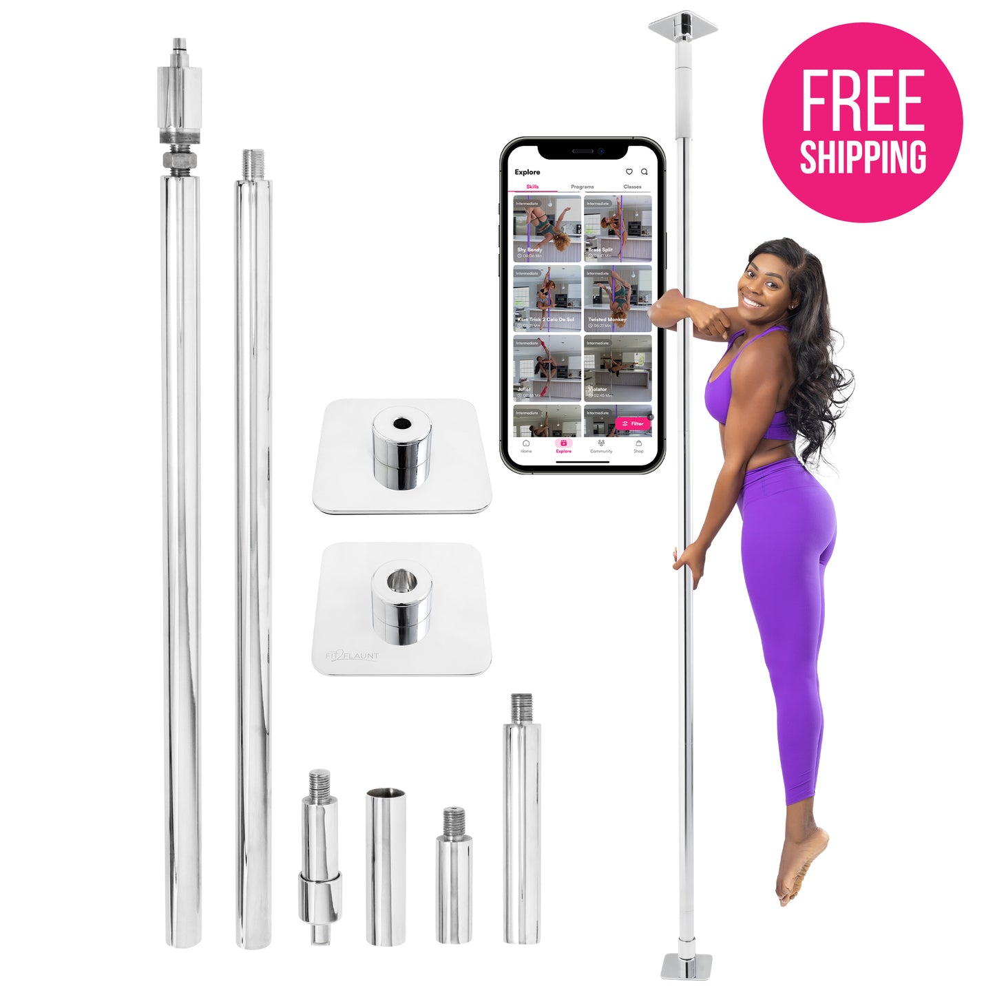 Chrome Pole Bundle - Fit2FlauntStore